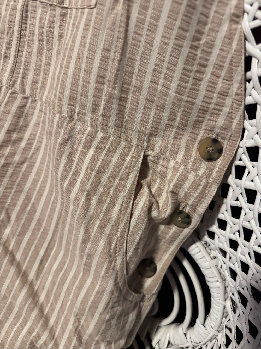 Wild Fable Beige Striped Cotton Overalls - Picture 4 of 11
